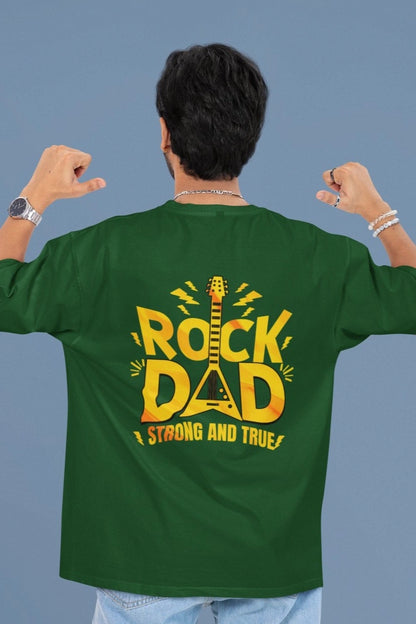 Two Sided Printing | Terry Cotton | Rock Dad | 3 color | Round Neckline | Drop Shoulders| Oversized Fit