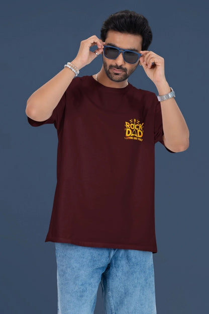 Two Sided Printing | Terry Cotton | Rock Dad | 3 color | Round Neckline | Drop Shoulders| Oversized Fit