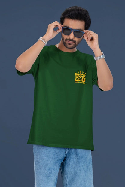 Two Sided Printing | Terry Cotton | Rock Dad | 3 color | Round Neckline | Drop Shoulders| Oversized Fit