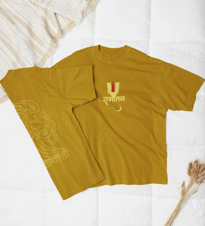 2-Sided Printing | Sanatan | 2 contrast color | Round Neckline | Oversized Fit | 100 % Cotton