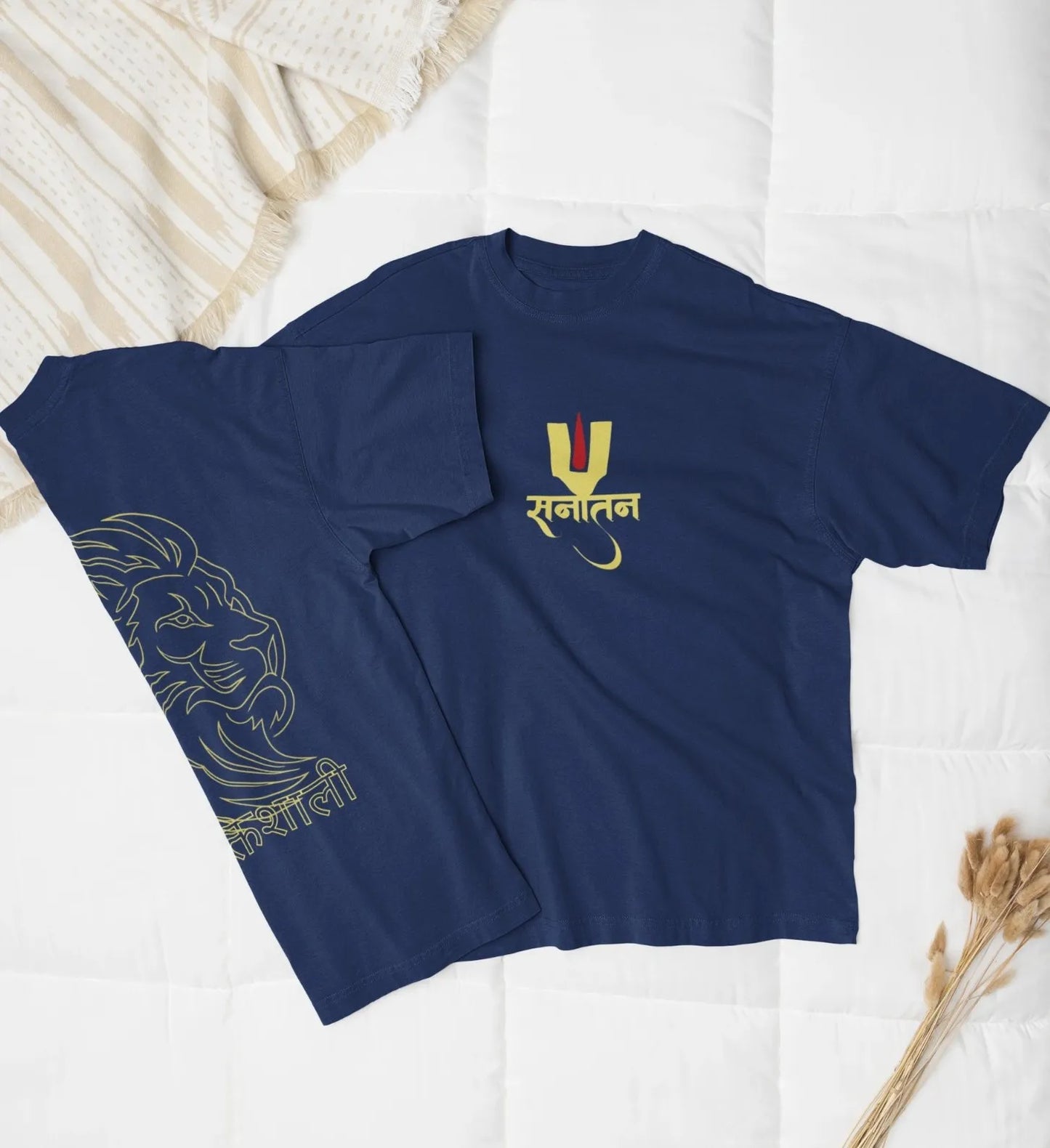2-Sided Printing | Sanatan | 2 contrast color | Round Neckline | Oversized Fit | 100 % Cotton
