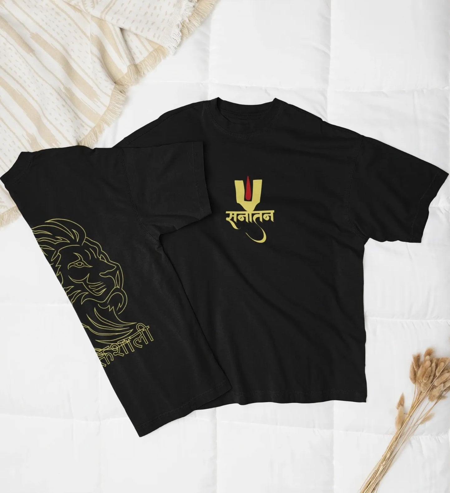 2-Sided Printing | Sanatan | 2 contrast color | Round Neckline | Oversized Fit | 100 % Cotton
