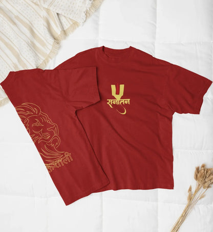 2-Sided Printing | Sanatan | 2 contrast color | Round Neckline | Oversized Fit | 100 % Cotton