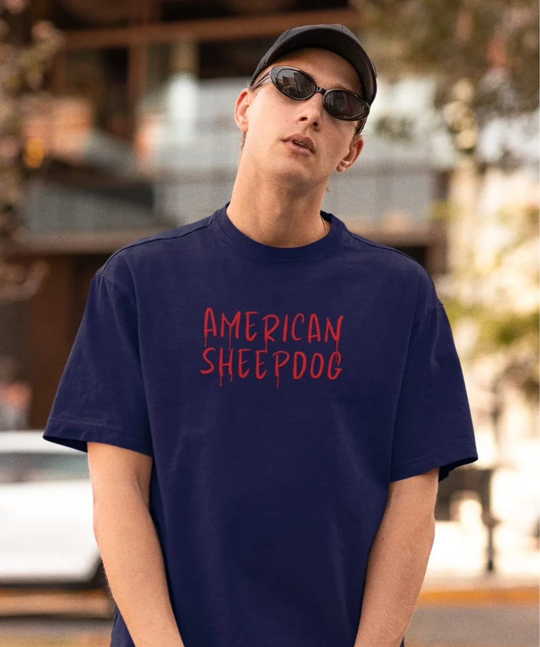 2-Sided Printing | American Sheepdog | 5 Most Sold color | Round Neckline | Oversized Fit | 100 % Cotton