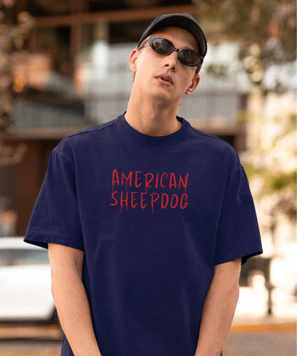 2-Sided Printing | American Sheepdog | 5 Most Sold color | Round Neckline | Oversized Fit | 100 % Cotton