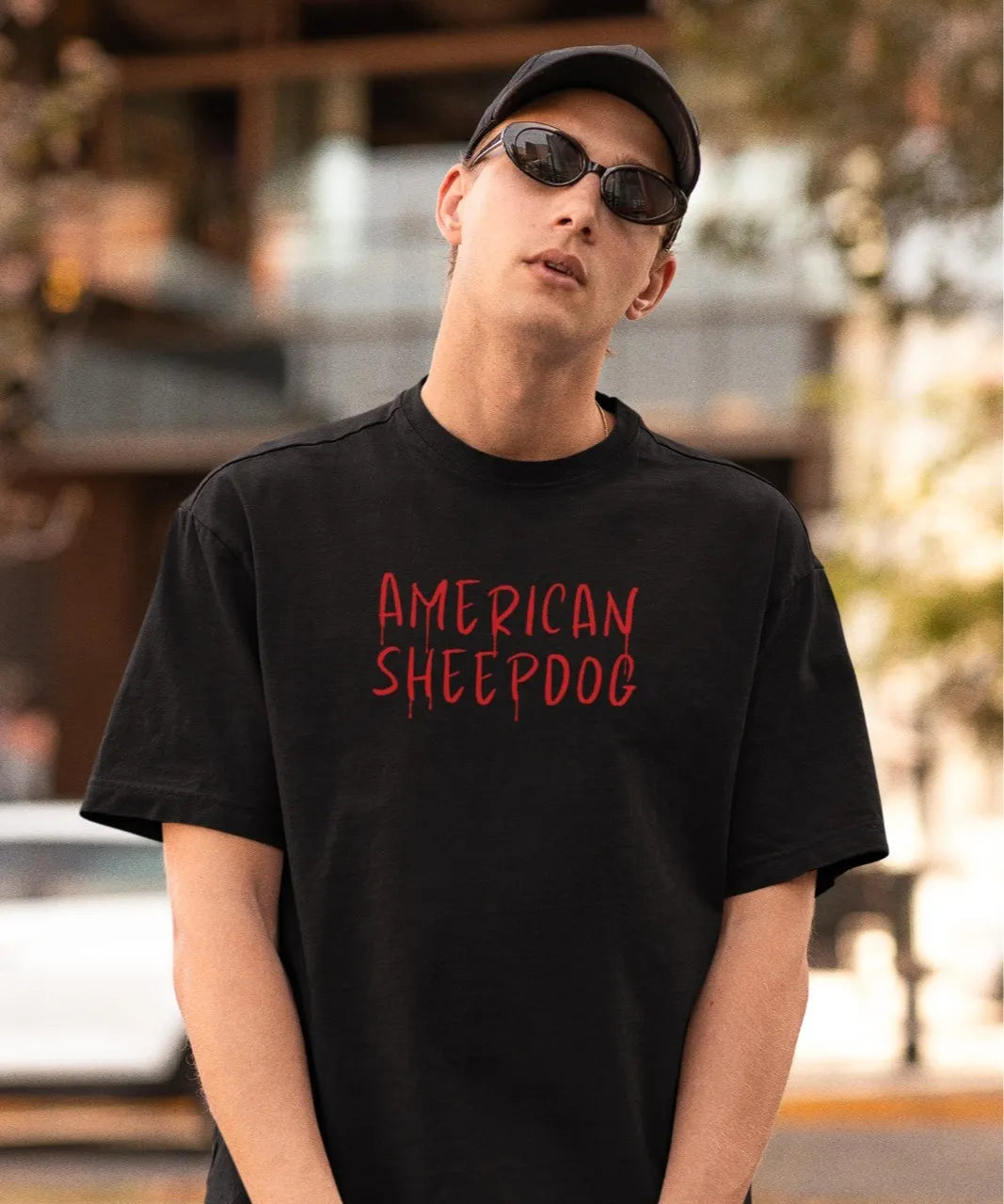 2-Sided Printing | American Sheepdog | 5 Most Sold color | Round Neckline | Oversized Fit | 100 % Cotton