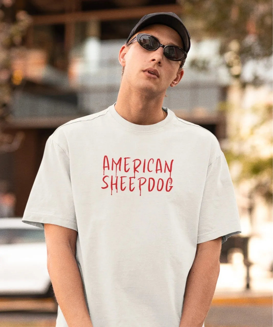 2-Sided Printing | American Sheepdog | 5 Most Sold color | Round Neckline | Oversized Fit | 100 % Cotton