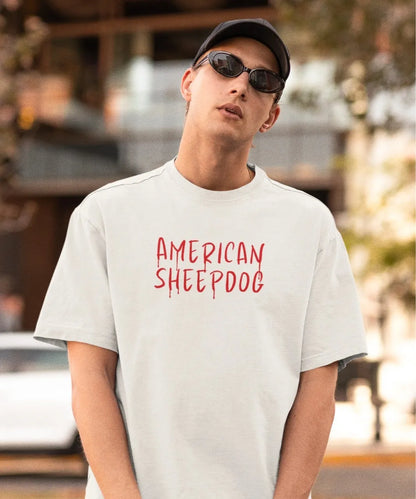 2-Sided Printing | American Sheepdog | 5 Most Sold color | Round Neckline | Oversized Fit | 100 % Cotton