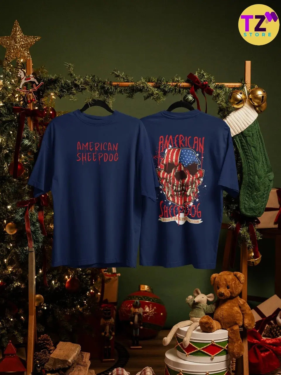 2-Sided Printing | American Sheepdog | 5 Most Sold color | Round Neckline | Oversized Fit | 100 % Cotton