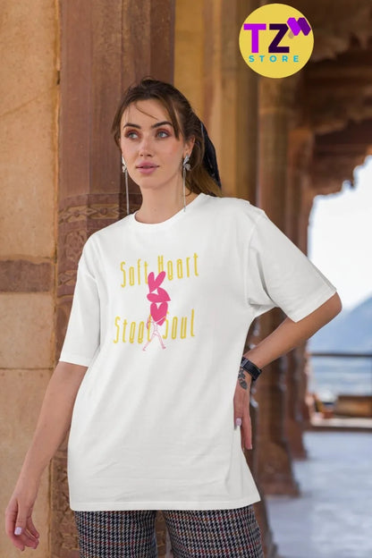 Front Print - Women T-Shirt | Soft Heart | 3 color | Round Neckline | Oversized Fit | 100 % Cotton T-shirt