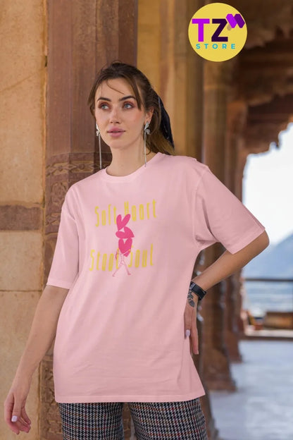 Front Print - Women T-Shirt | Soft Heart | 3 color | Round Neckline | Oversized Fit | 100 % Cotton T-shirt