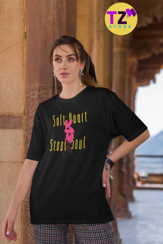 Front Print - Women T-Shirt | Soft Heart | 3 color | Round Neckline | Oversized Fit | 100 % Cotton T-shirt