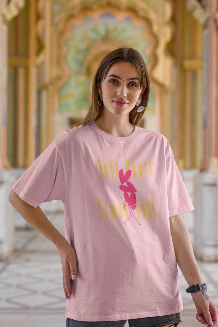 Front Print - Women T-Shirt | Soft Heart | 3 color | Round Neckline | Oversized Fit | 100 % Cotton T-shirt