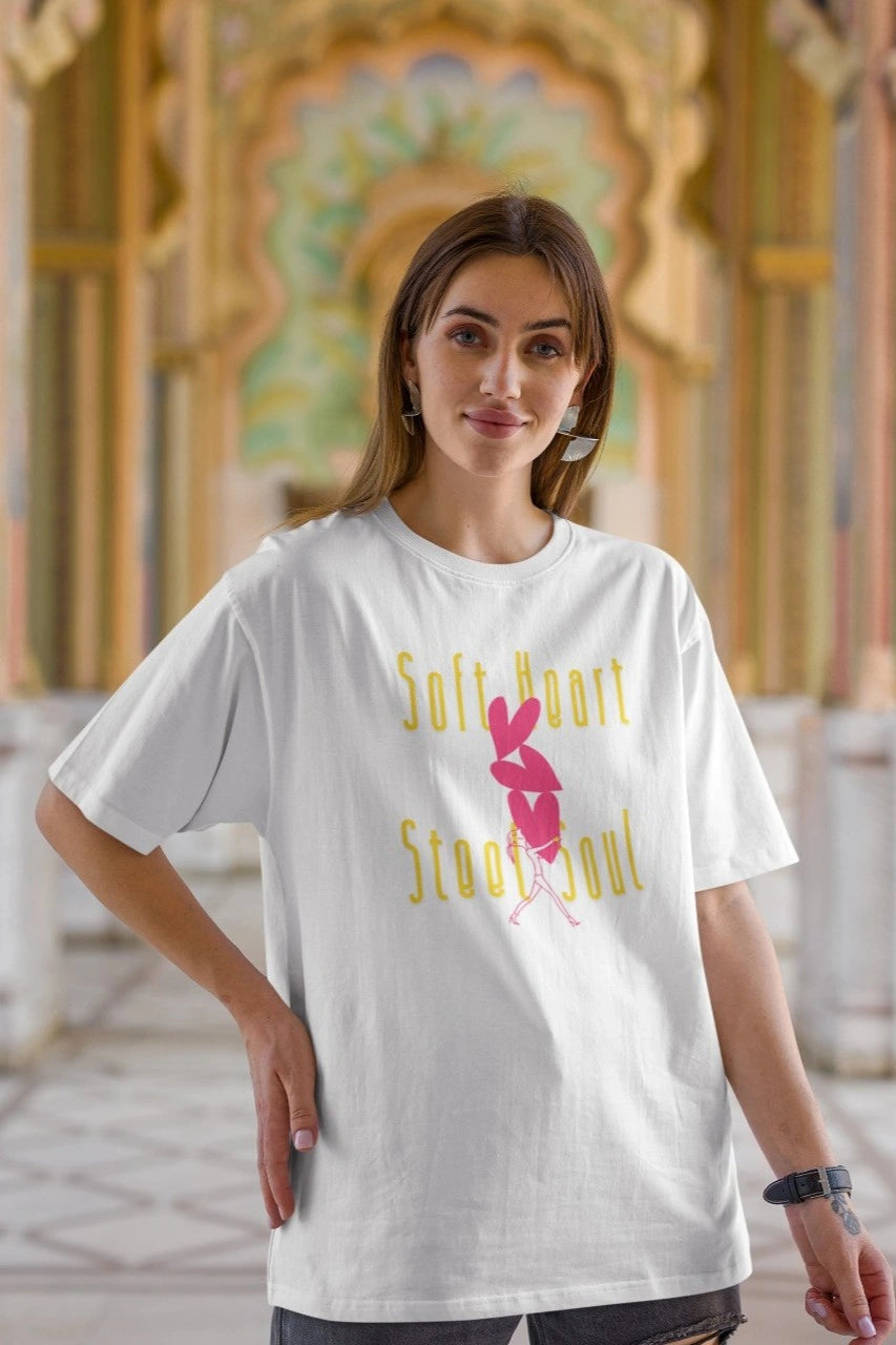 Front Print - Women T-Shirt | Soft Heart | 3 color | Round Neckline | Oversized Fit | 100 % Cotton T-shirt