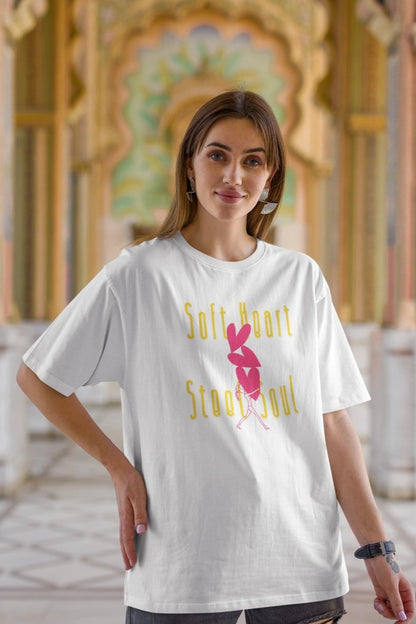 Front Print - Women T-Shirt | Soft Heart | 3 color | Round Neckline | Oversized Fit | 100 % Cotton T-shirt
