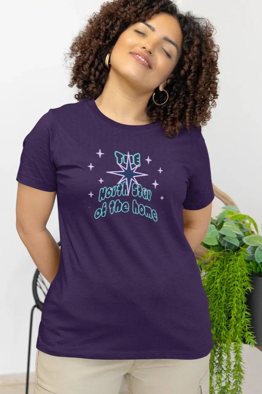 Front Print - Women Classic T-Shirt | North Star | 5 sober color | Round Neckline | Regular Fit | 100 % Cotton