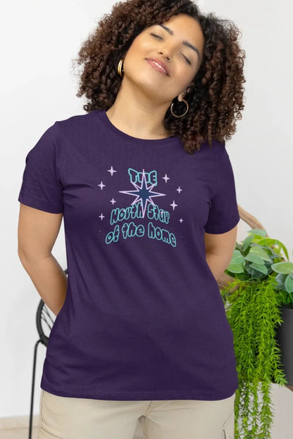Front Print - Women Classic T-Shirt | North Star | 5 sober color | Round Neckline | Regular Fit | 100 % Cotton