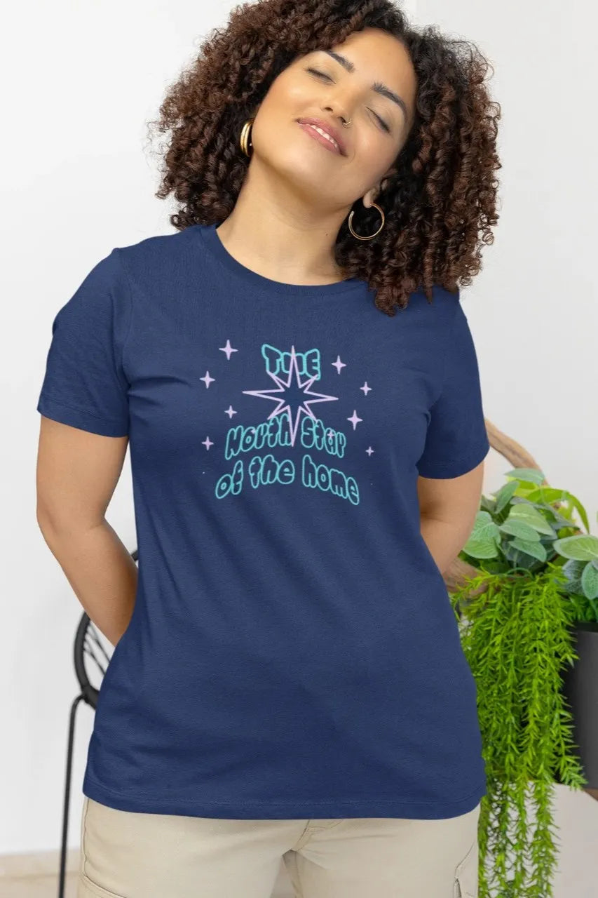 Front Print - Women Classic T-Shirt | North Star | 5 sober color | Round Neckline | Regular Fit | 100 % Cotton