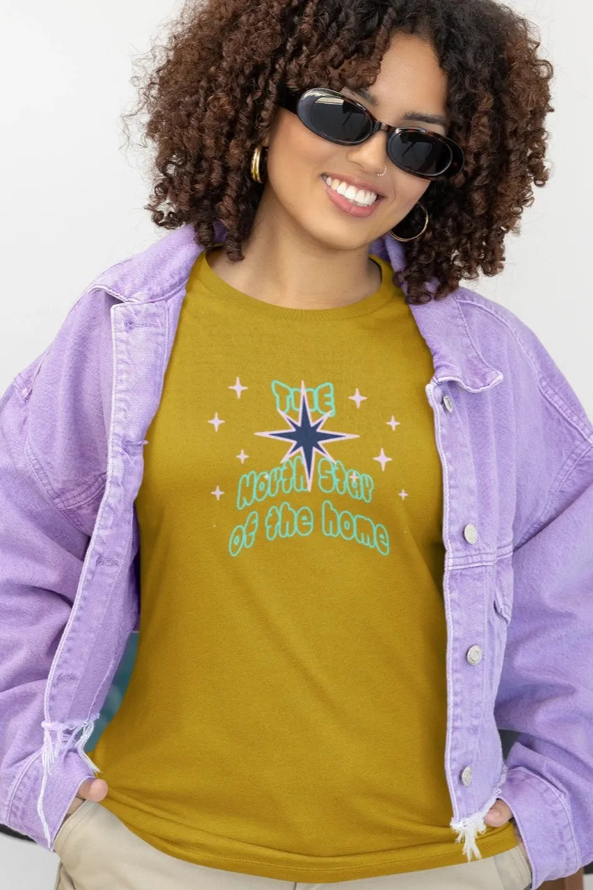 Front Print - Women Classic T-Shirt | North Star | 5 sober color | Round Neckline | Regular Fit | 100 % Cotton