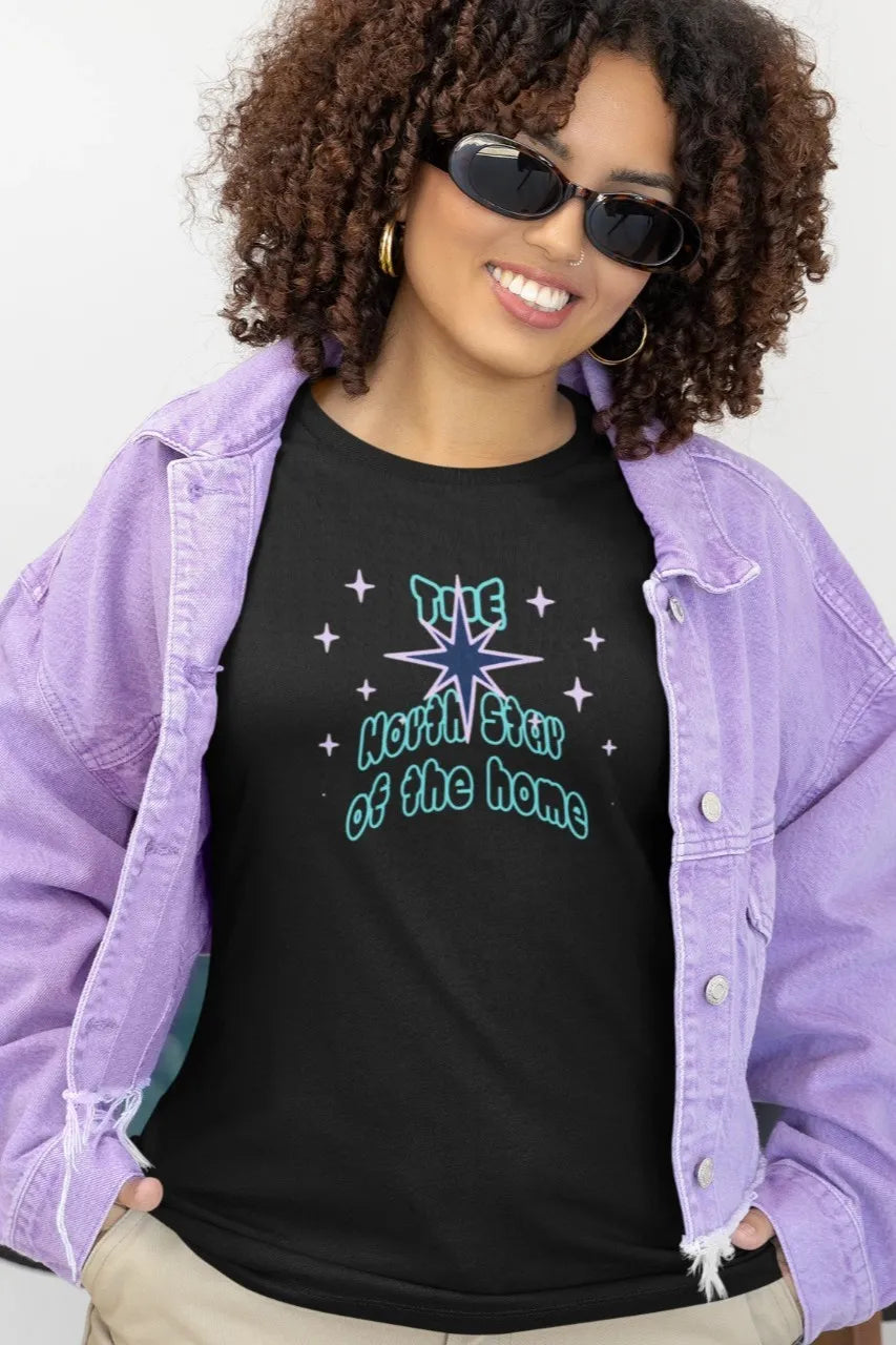 Front Print - Women Classic T-Shirt | North Star | 5 sober color | Round Neckline | Regular Fit | 100 % Cotton