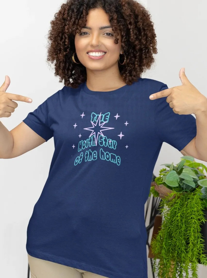 Front Print - Women Classic T-Shirt | North Star | 5 sober color | Round Neckline | Regular Fit | 100 % Cotton