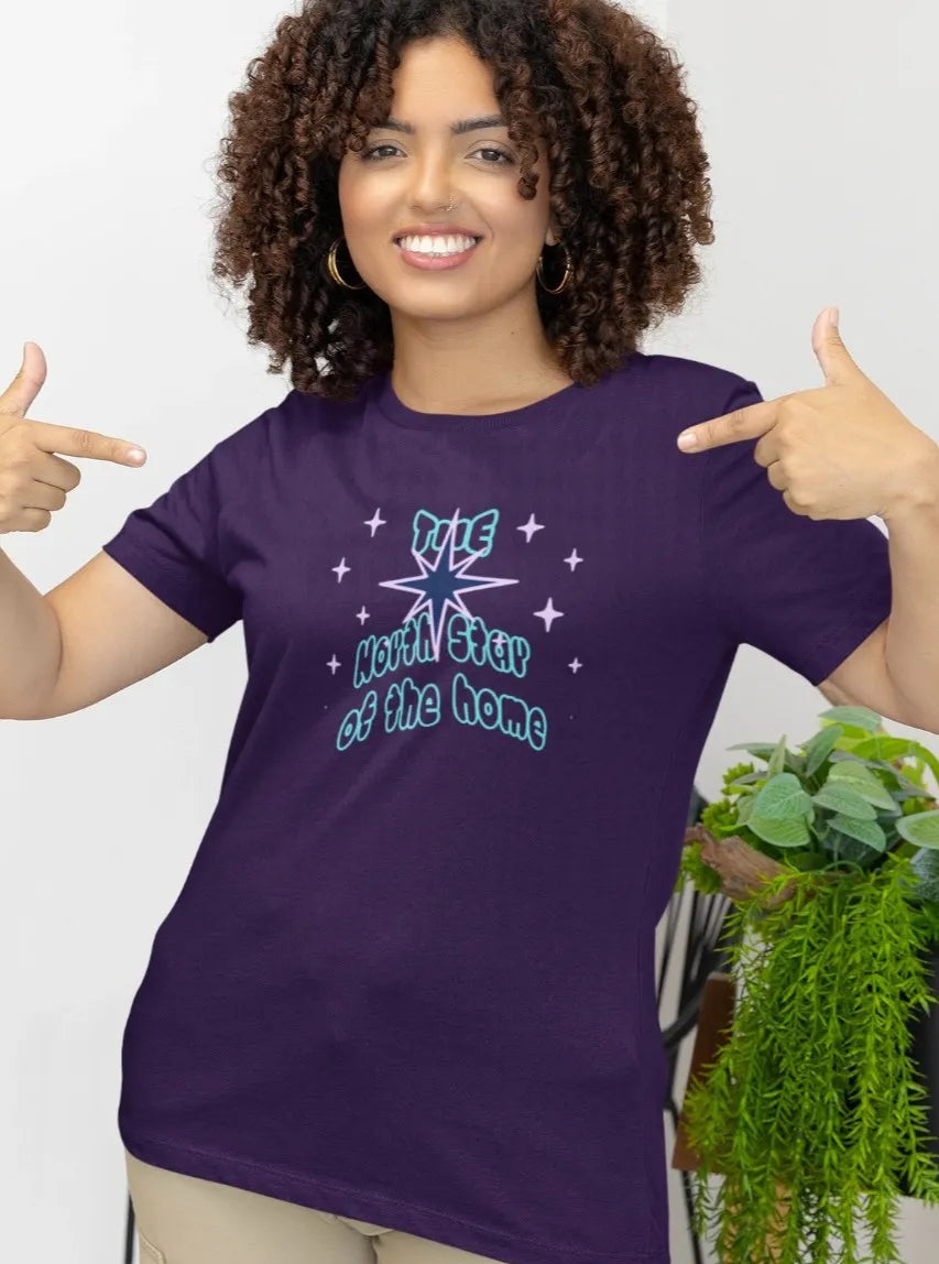 Front Print - Women Classic T-Shirt | North Star | 5 sober color | Round Neckline | Regular Fit | 100 % Cotton