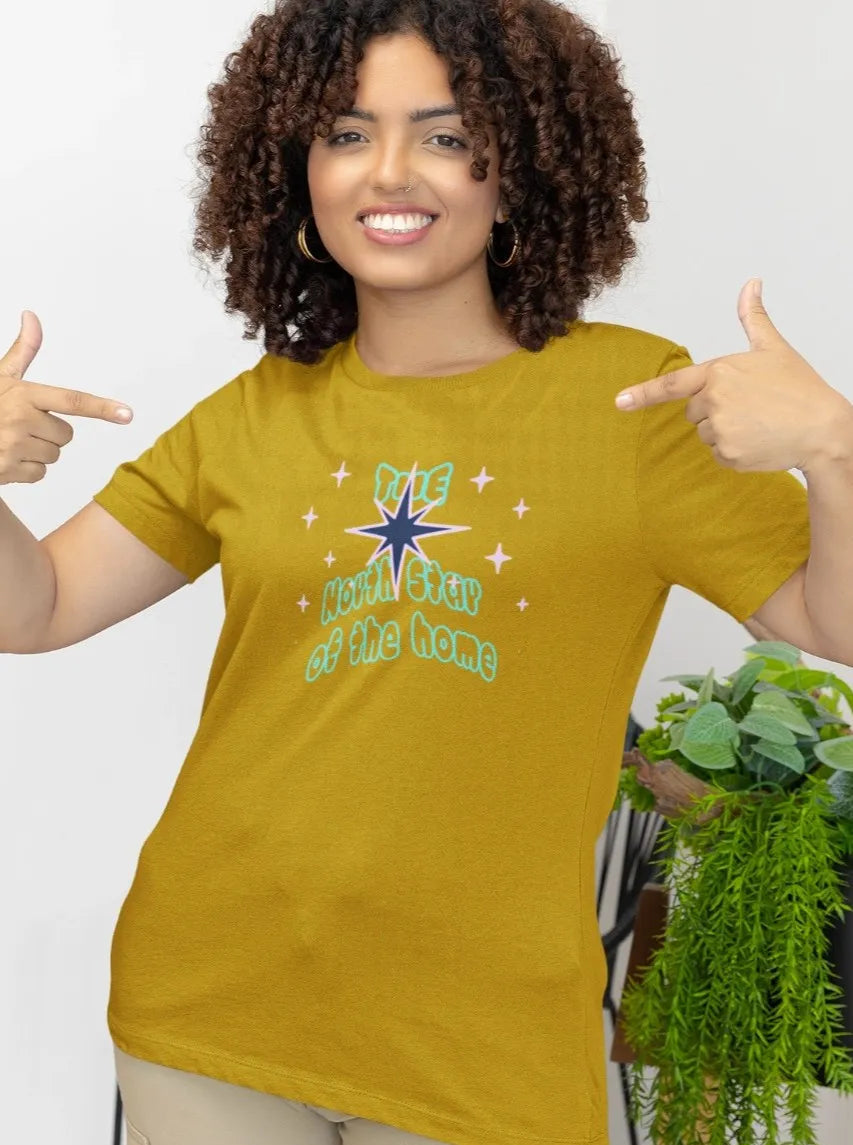 Front Print - Women Classic T-Shirt | North Star | 5 sober color | Round Neckline | Regular Fit | 100 % Cotton