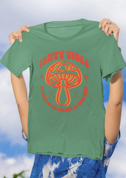 Front Print - Classic Crew T-Shirt | Trippy Vibes | 7 vibrant color | Crew Neckline | Regular Fit | 100 % Cotton
