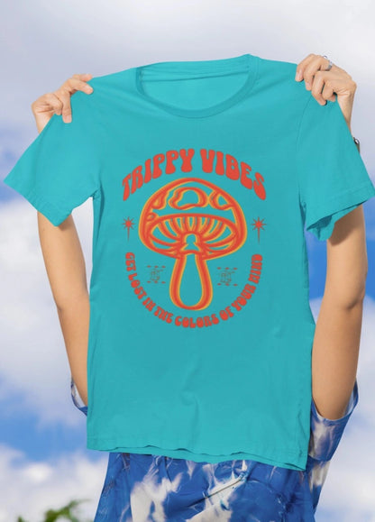 Front Print - Classic Crew T-Shirt | Trippy Vibes | 7 vibrant color | Crew Neckline | Regular Fit | 100 % Cotton