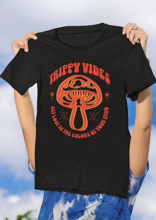 Front Print - Classic Crew T-Shirt | Trippy Vibes | 7 vibrant color | Crew Neckline | Regular Fit | 100 % Cotton