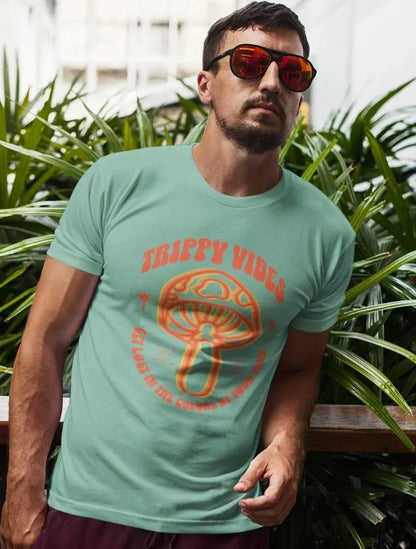 Front Print - Classic Crew T-Shirt | Trippy Vibes | 7 vibrant color | Crew Neckline | Regular Fit | 100 % Cotton