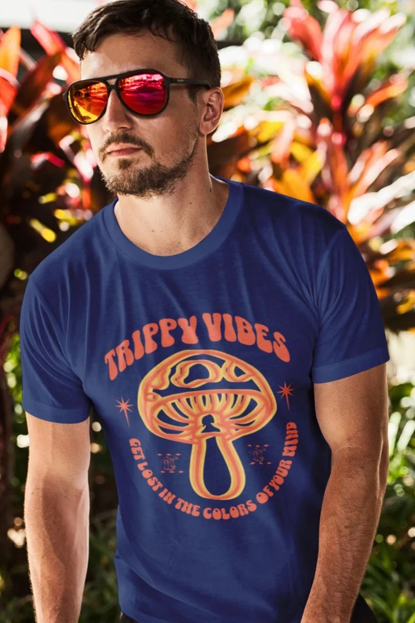 Front Print - Classic Crew T-Shirt | Trippy Vibes | 7 vibrant color | Crew Neckline | Regular Fit | 100 % Cotton