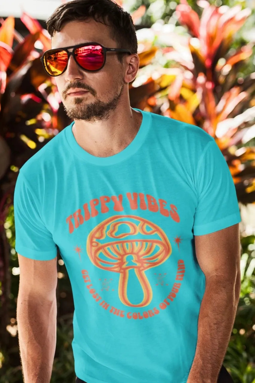 Front Print - Classic Crew T-Shirt | Trippy Vibes | 7 vibrant color | Crew Neckline | Regular Fit | 100 % Cotton