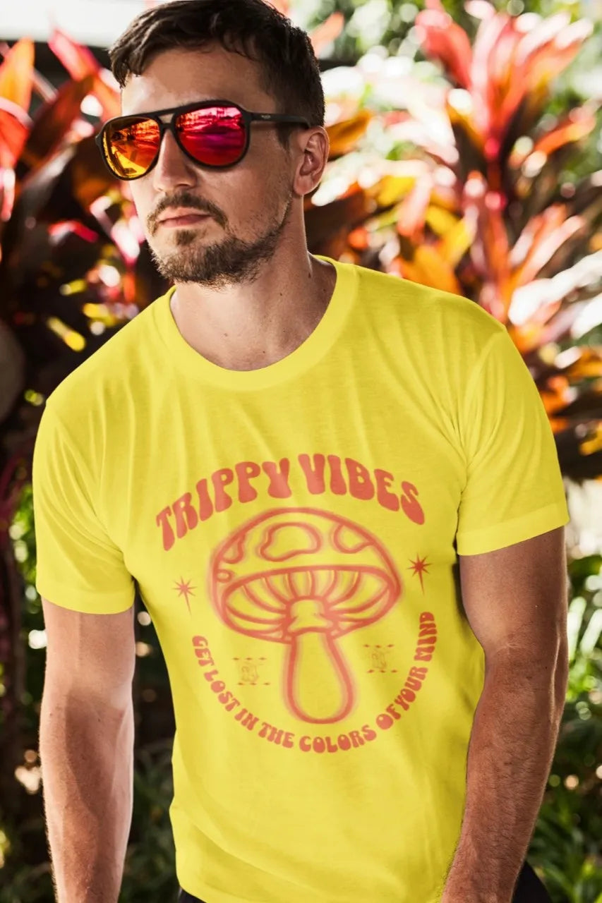 Front Print - Classic Crew T-Shirt | Trippy Vibes | 7 vibrant color | Crew Neckline | Regular Fit | 100 % Cotton