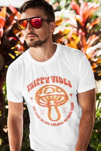 Front Print - Classic Crew T-Shirt | Trippy Vibes | 7 vibrant color | Crew Neckline | Regular Fit | 100 % Cotton