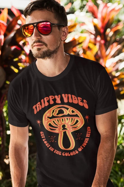 Front Print - Classic Crew T-Shirt | Trippy Vibes | 7 vibrant color | Crew Neckline | Regular Fit | 100 % Cotton