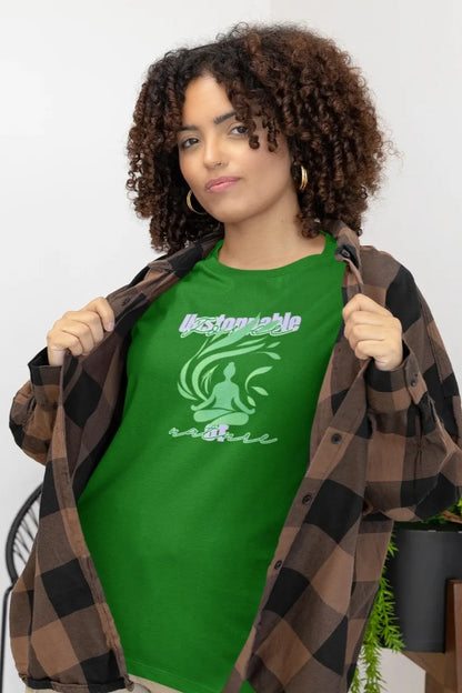 Front Print - Women Classic T-Shirt | Unstoppable | 3 Nature color | Round Neckline | Regular Fit | 100 % Cotton T-shirt