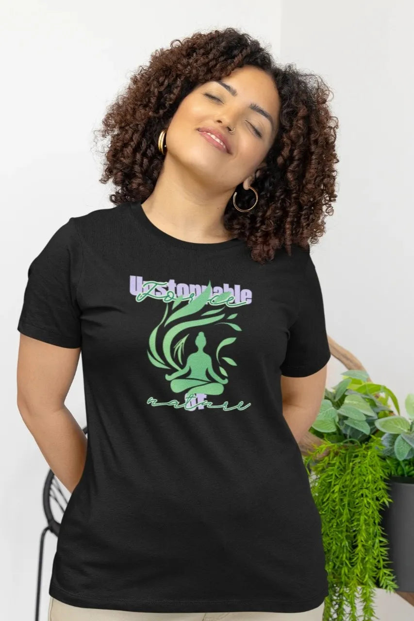 Front Print - Women Classic T-Shirt | Unstoppable | 3 Nature color | Round Neckline | Regular Fit | 100 % Cotton T-shirt