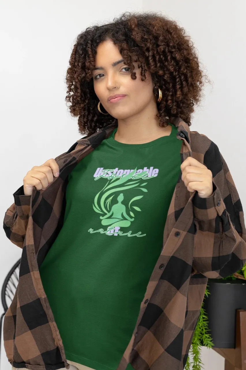 Front Print - Women Classic T-Shirt | Unstoppable | 3 Nature color | Round Neckline | Regular Fit | 100 % Cotton T-shirt