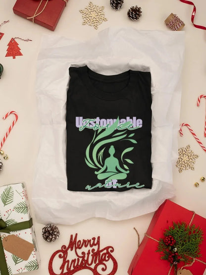 Front Print - Women Classic T-Shirt | Unstoppable | 3 Nature color | Round Neckline | Regular Fit | 100 % Cotton T-shirt