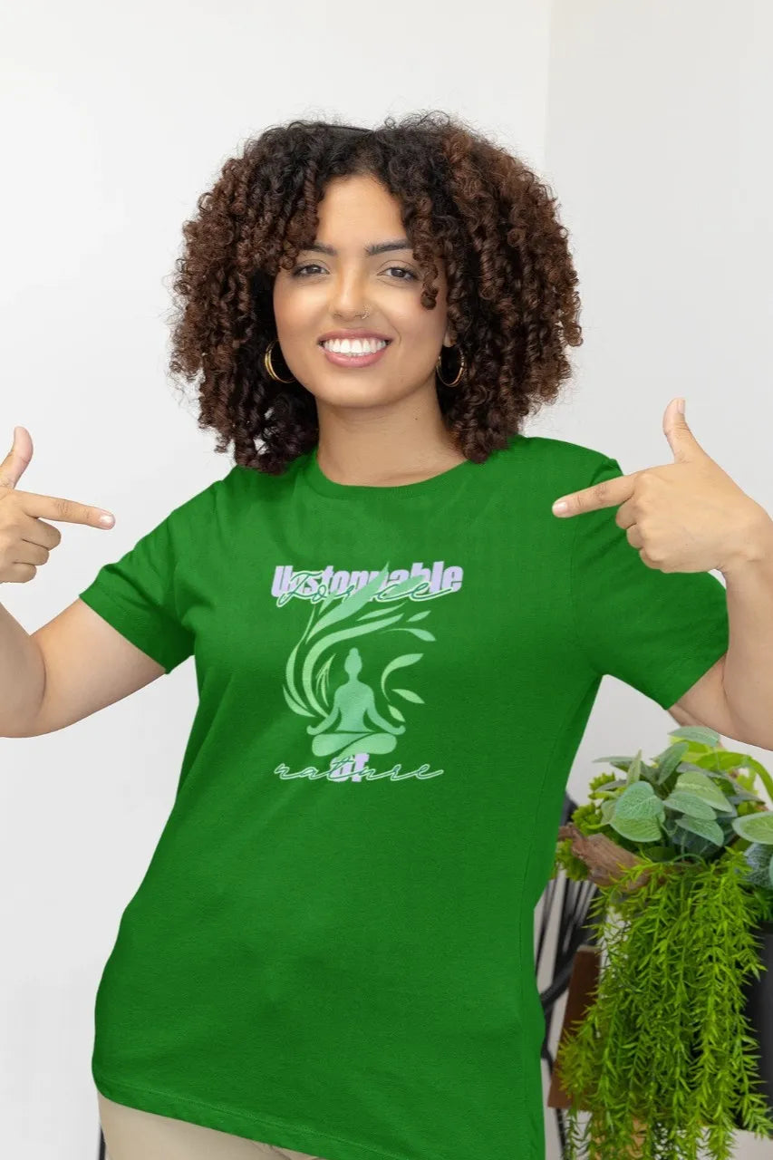 Front Print - Women Classic T-Shirt | Unstoppable | 3 Nature color | Round Neckline | Regular Fit | 100 % Cotton T-shirt