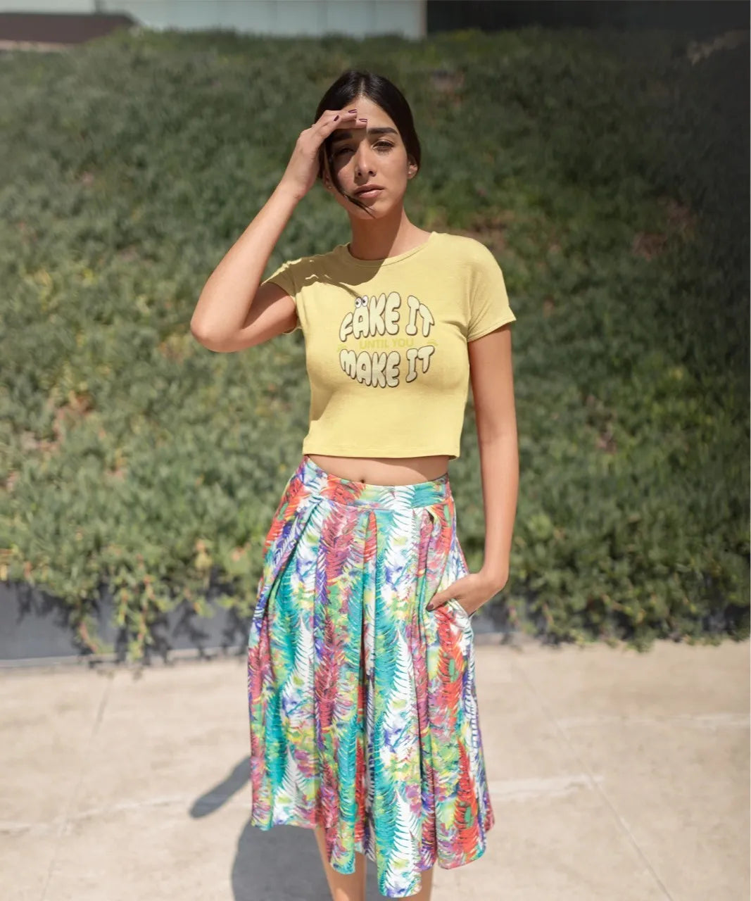 Front Print - Crop Top | Fake it | 4 Attractive color | Round Neckline | Cropped Fit | 100 % Cotton