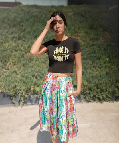 Front Print - Crop Top | Fake it | 4 Attractive color | Round Neckline | Cropped Fit | 100 % Cotton