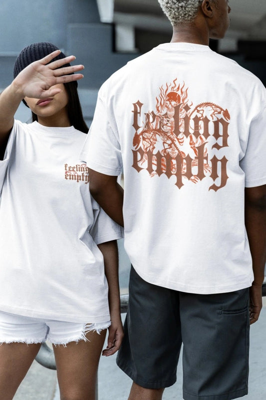 Two Sided Printing | FEELING EMPTY | 3 color | 180GSM | Round Neckline | Oversized Fit | 100 % Cotton