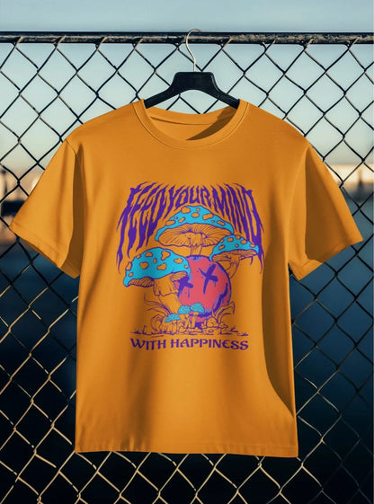 Front Print - Classic Crew T-Shirt | With Happiness | 4 Attractive color | Crew Neckline | Regular Fit | 100 % Cotton