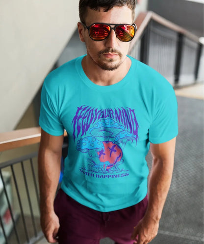 Front Print - Classic Crew T-Shirt | With Happiness | 4 Attractive color | Crew Neckline | Regular Fit | 100 % Cotton