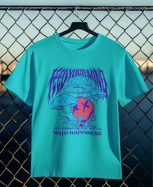 Front Print - Classic Crew T-Shirt | With Happiness | 4 Attractive color | Crew Neckline | Regular Fit | 100 % Cotton