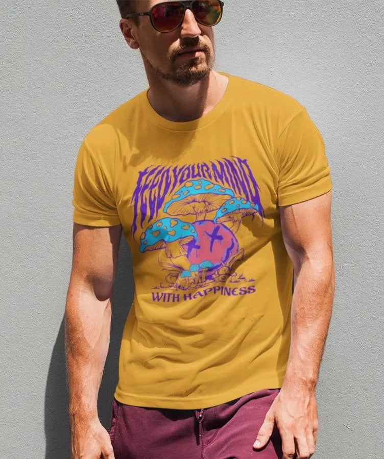 Front Print - Classic Crew T-Shirt | With Happiness | 4 Attractive color | Crew Neckline | Regular Fit | 100 % Cotton