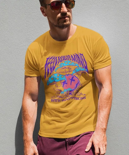 Front Print - Classic Crew T-Shirt | With Happiness | 4 Attractive color | Crew Neckline | Regular Fit | 100 % Cotton