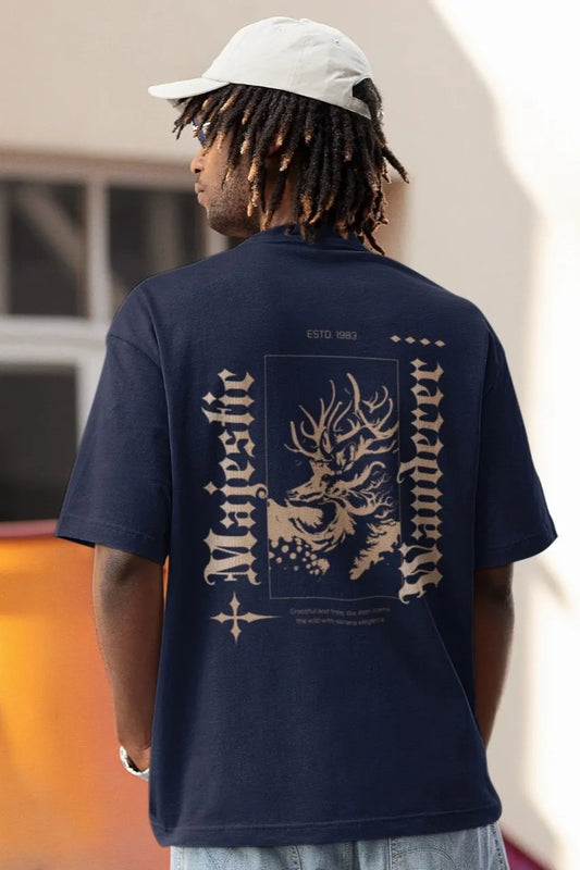 Two Sided Printing | MAJESTIC WANDERER | 2 color | 180GSM | Round Neckline | Oversized Fit | 100 % Cotton